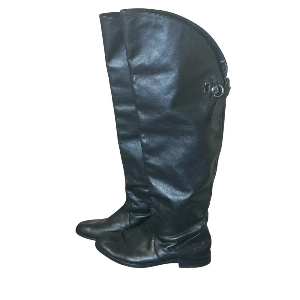 Coach Cheyenne Black Riding Equestrian Leather Over The Knee Boots 5.5 B‎ Luxury